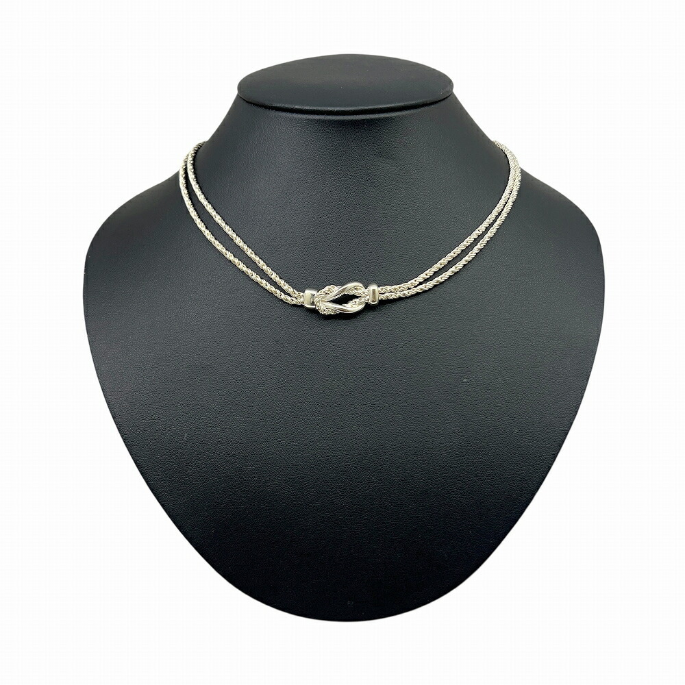 Tiffany Co Double Rope Center Knot Necklace Silver Jewelry Accessory Pendant - Picture 2 of 8